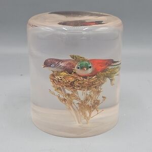 Daisyglas Lucite Acrylic Bird Nest Paperweight Boho VTG MCM Figurine Handcrafted